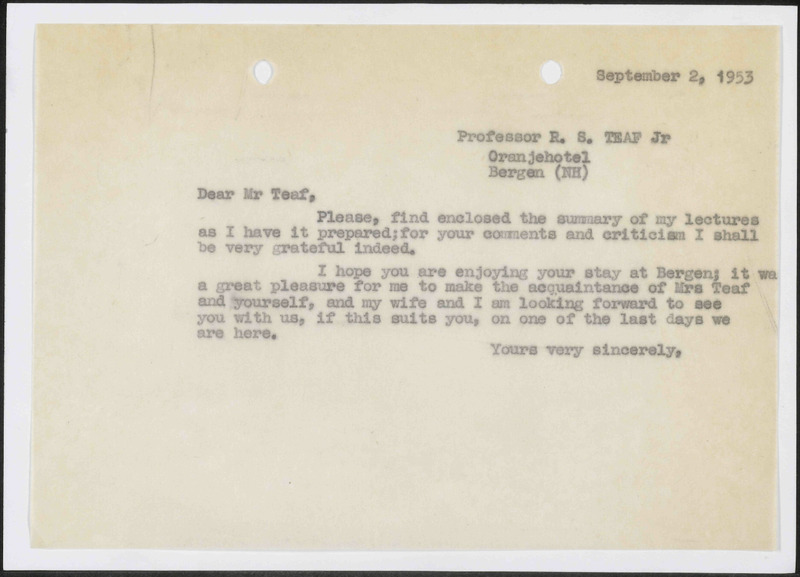 Letter to R.S. Jr. Teaf