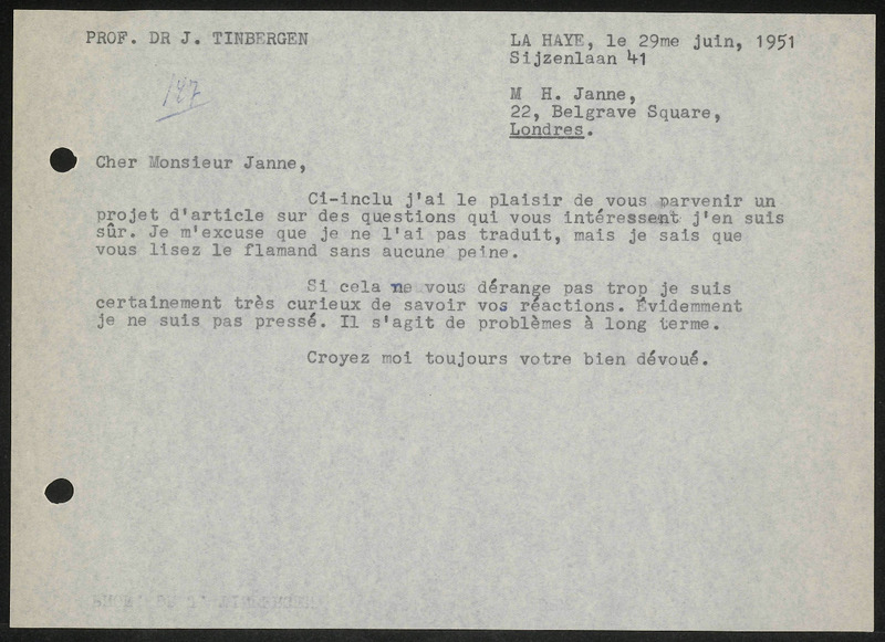 Letter to H. Janne