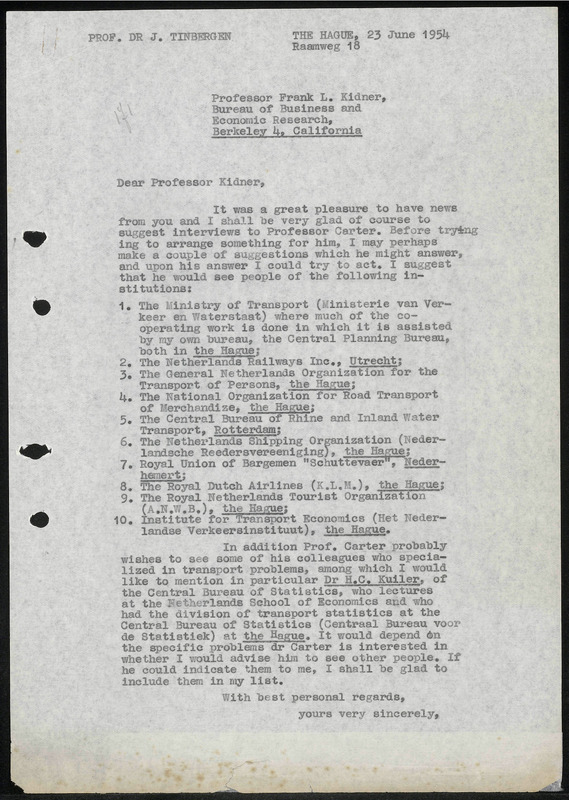 Letter to F.L. Kidner