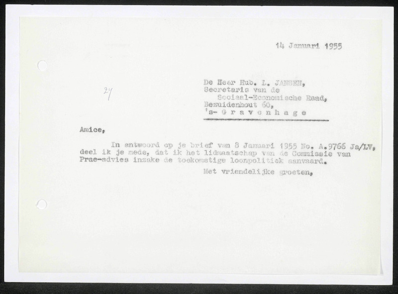 Letter to L. Jansen