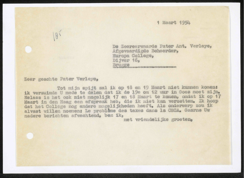 Letter to Verleye