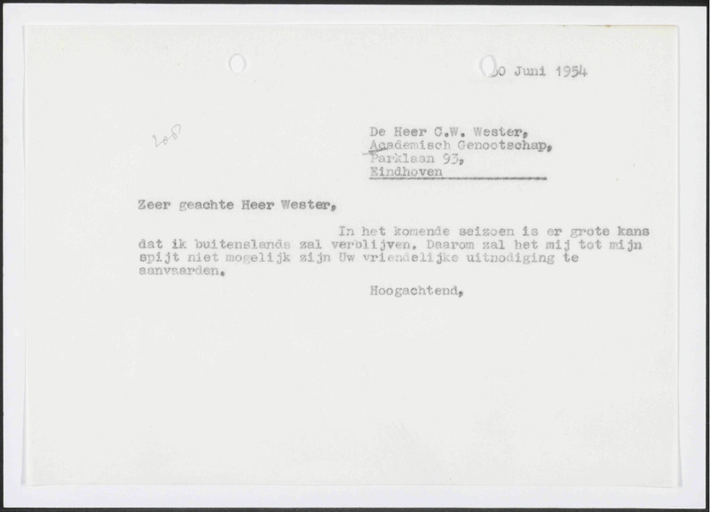 Letter to C.W. Wester