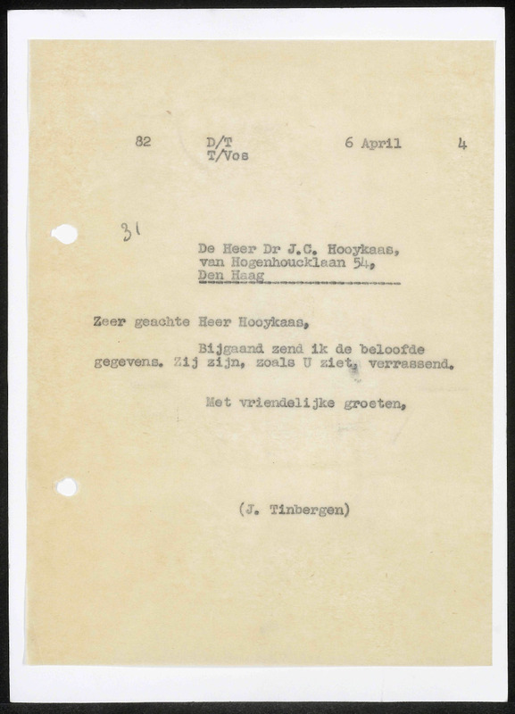 Letter to J.C. Hooykaas