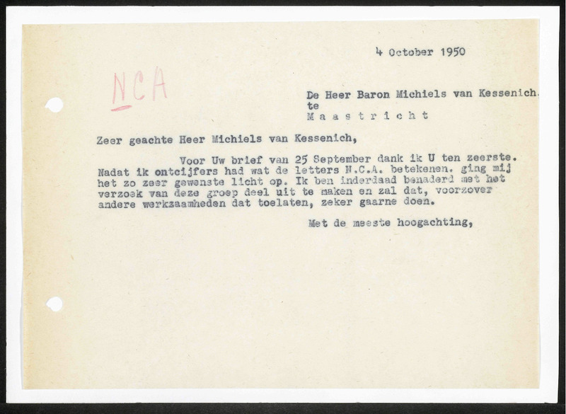 Letter to Michiels van Kessenich