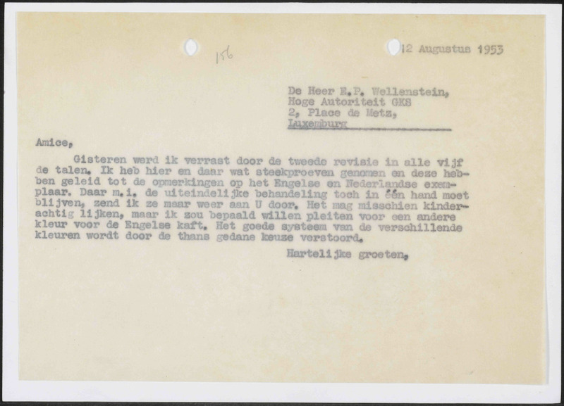 Letter to E.P. Wellenstein