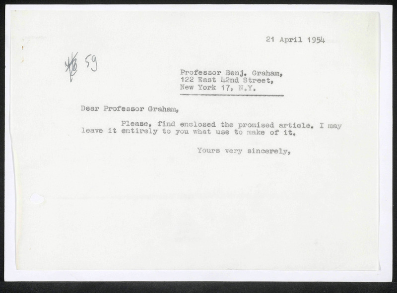 Letter to B. Graham