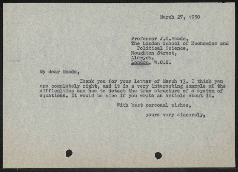 Letter to J.E. Meade