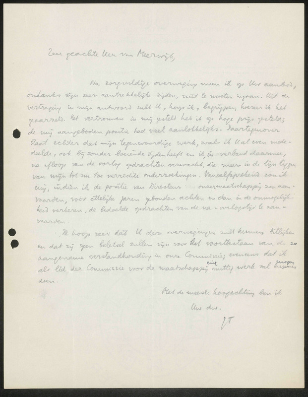 Letter to J.L.C. van Meerwijk