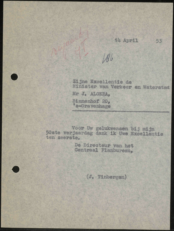Letter to J. Algera