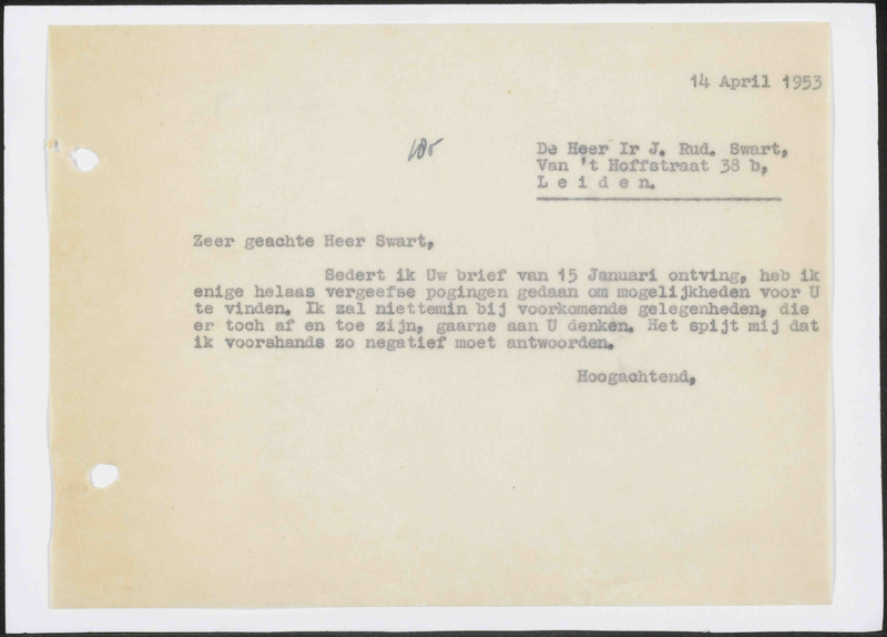 Letter to J.Rud Swart