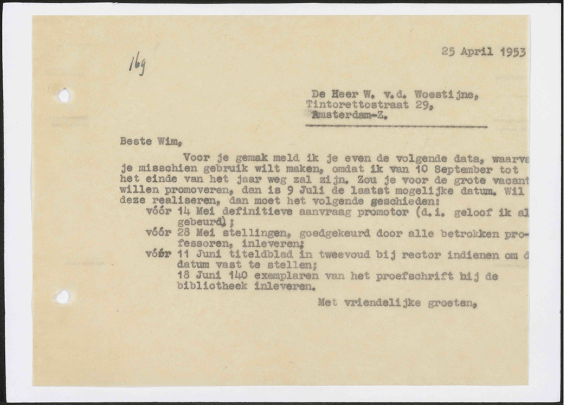 Letter to W.J. van de Woestijne