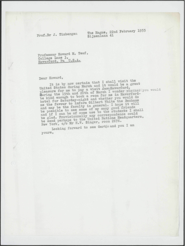 Letter to H.M. Teaf