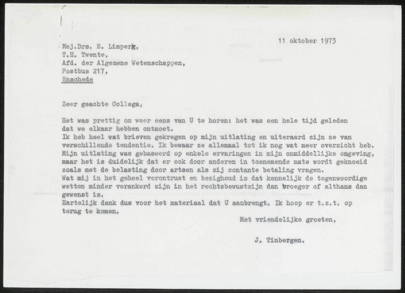 Letter to E. Limperg