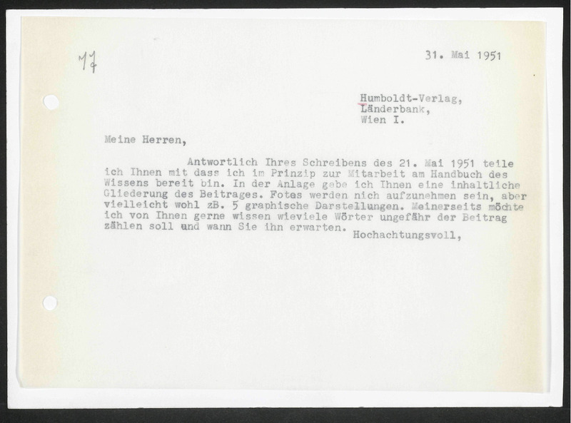 Letter to Hümboldt-Verlag