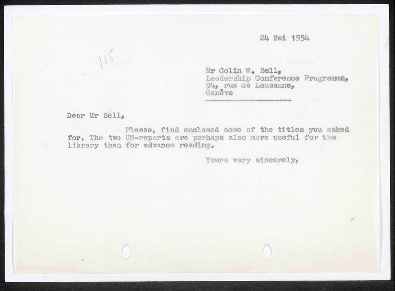 Letter to C.W. Bell