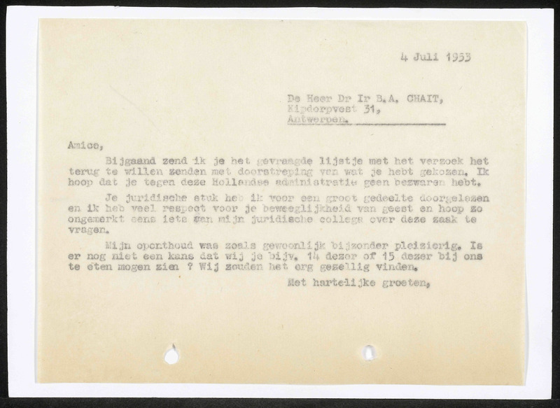 Letter to B.A. Chait