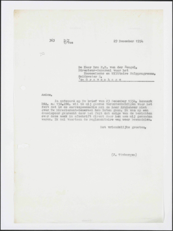 Letter to E.H. van der Beugel