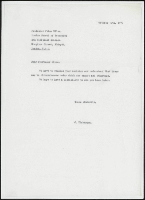Letter to Peter Wiles