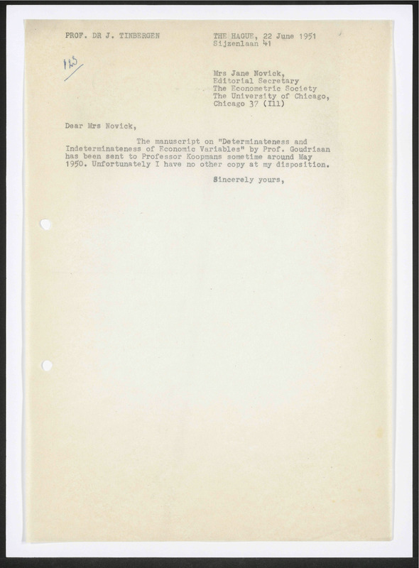 Letter to Jane Novick