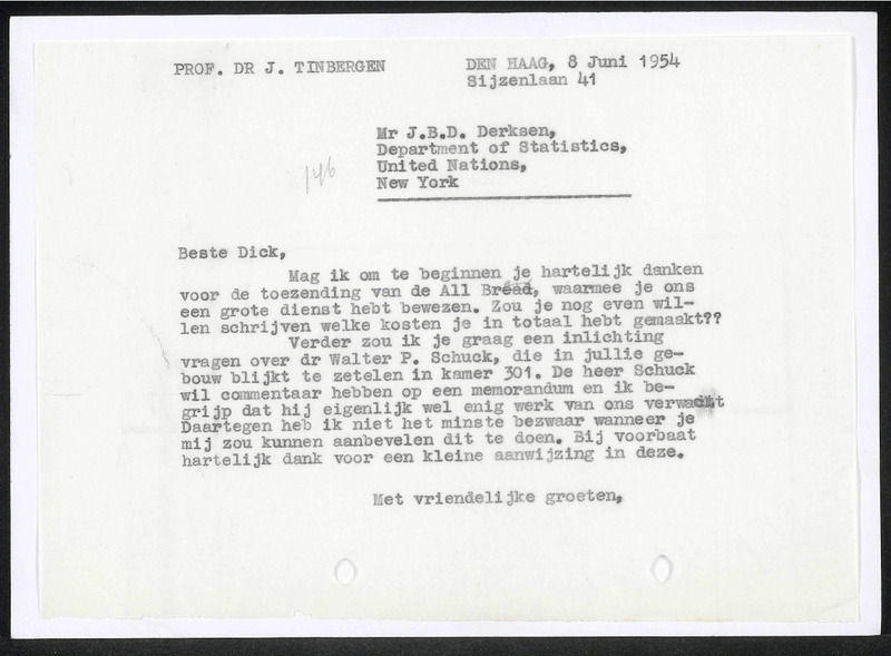 Letter to J.B.D. Derksen
