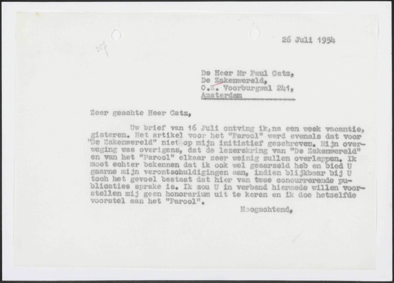 Letter to P. Catz
