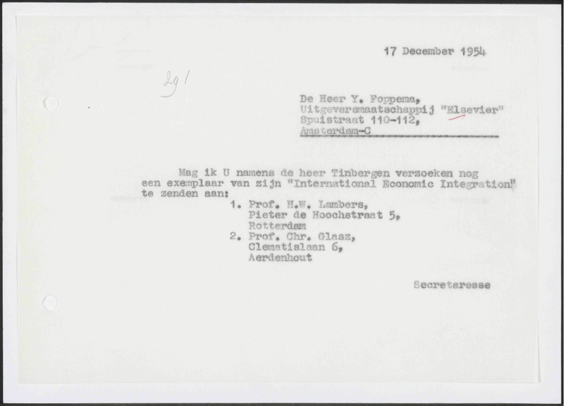 Letter to Y. Foppema