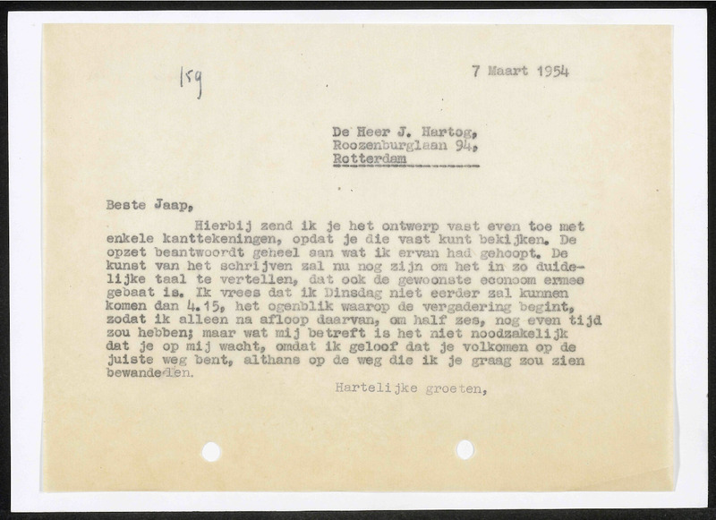 Letter to J. Hartog