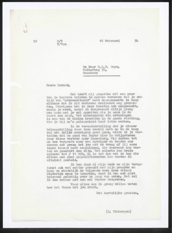 Letter to B.G.F. Buijs