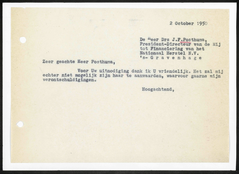 Letter to J.F. Posthuma