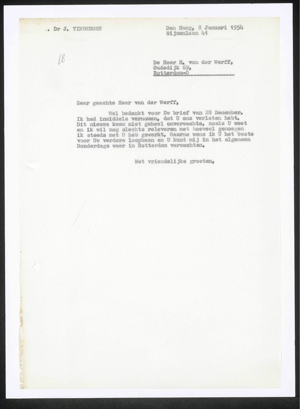 Letter to H.M.A. v.d. Werff