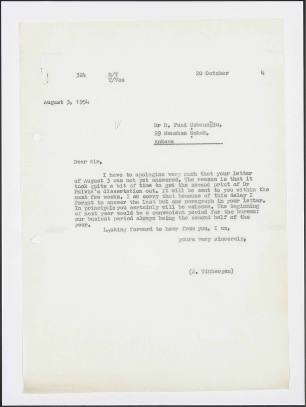 Letter to Fuat Çobano?lu