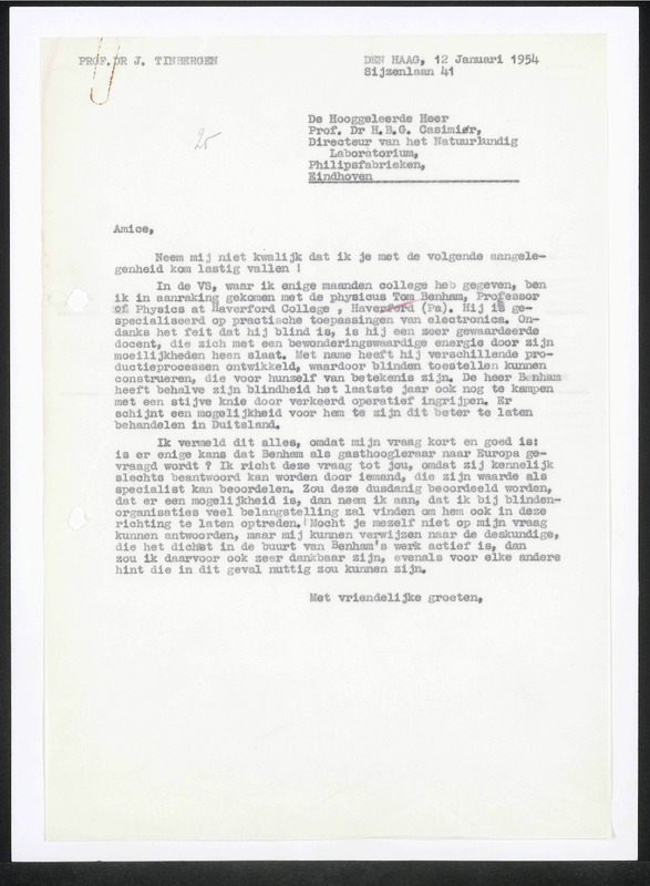 Letter to H.B.G. Casimir