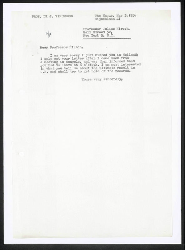Letter to Julius Hirsch