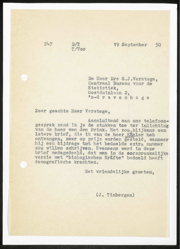 Letter to G.J. Verstege