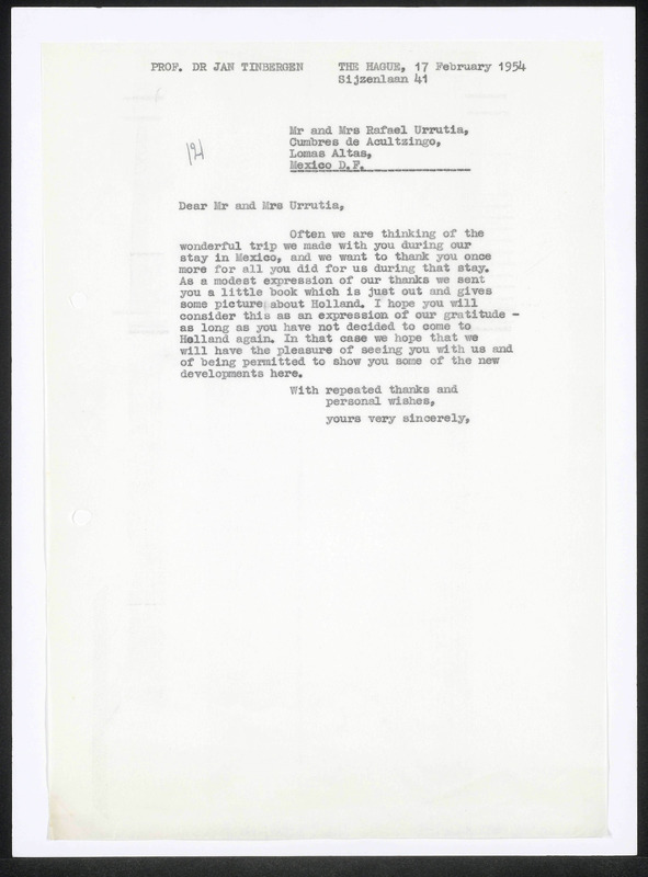 Letter to Rafael Urrutia