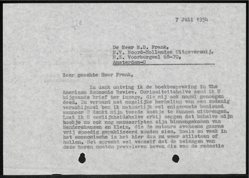Letter to M.D. Frank