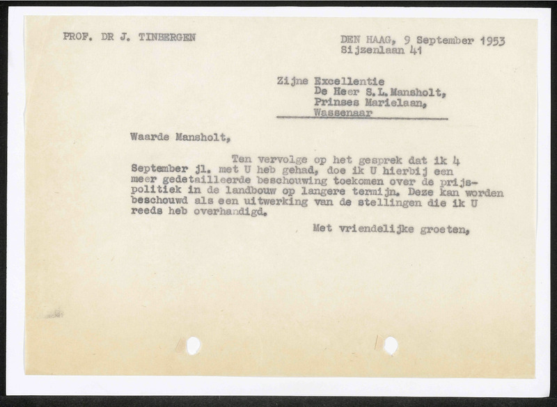 Letter to S.L. Mansholt