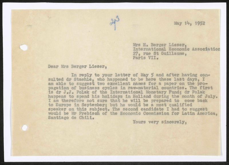 Letter to H. Berger Lieser