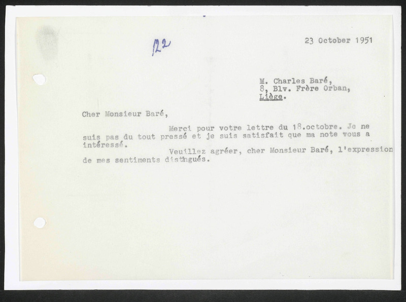 Letter to Charles Baré