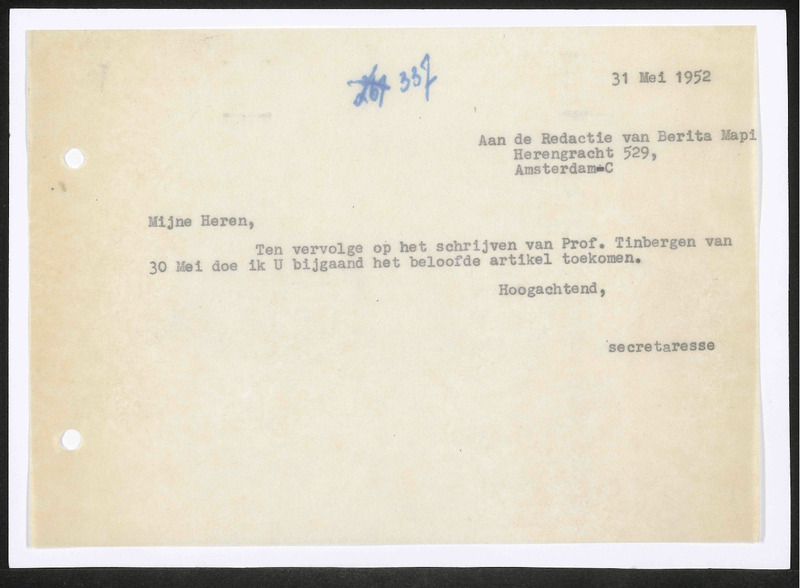 Letter to Berita Mapie