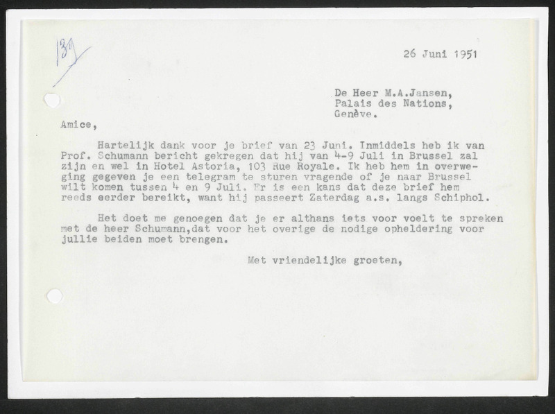 Letter to M.A. Jansen