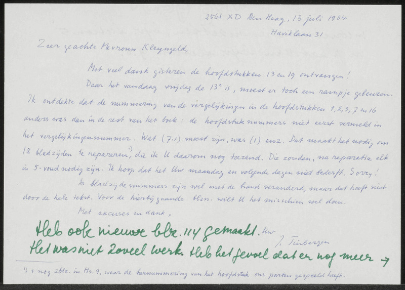Letter to Kleijngeld