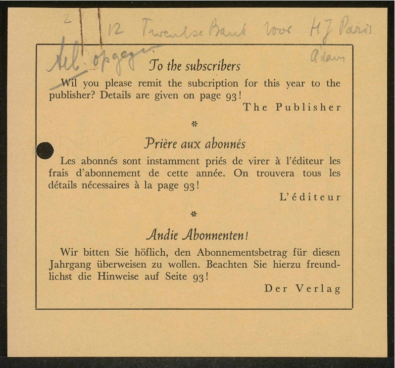 Letter to Incasso-Bank N.V.