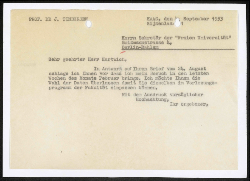 Letter to Hartwich