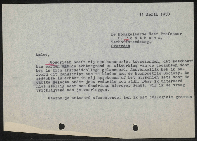 Letter to S. Posthuma