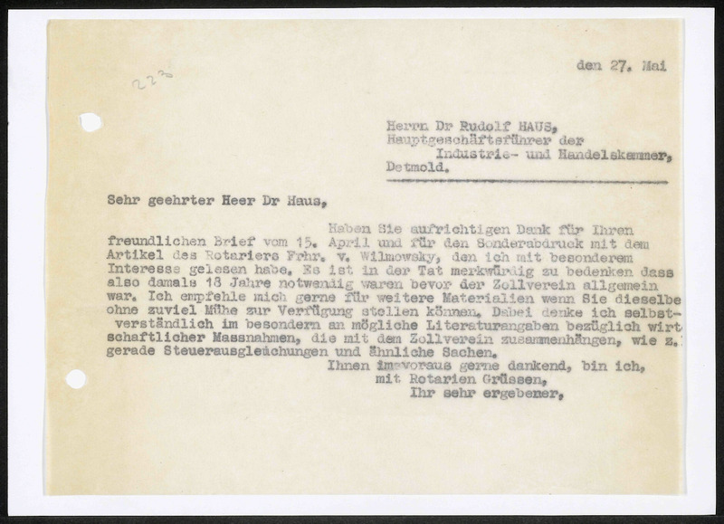 Letter to R. Haus