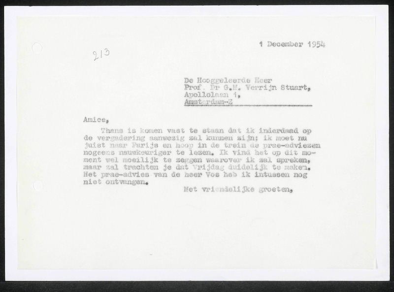 Letter to G.M. Verrijn Stuart