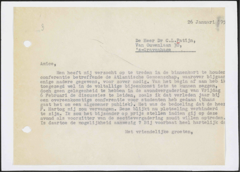 Letter to C.L. Patijn