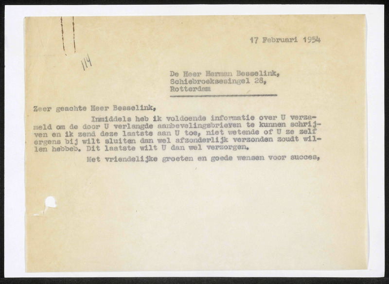Letter to H. Besselink