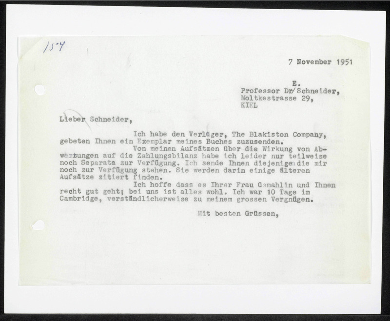 Letter to E. Schneider